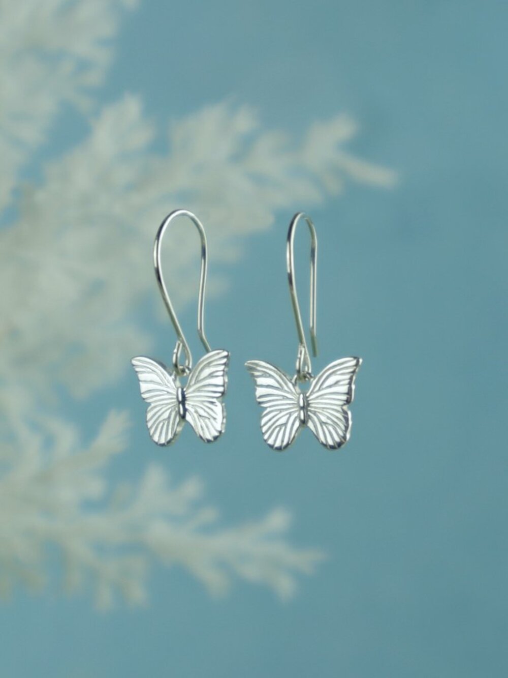Sterling Intricate Butterfly Dangle Earrings